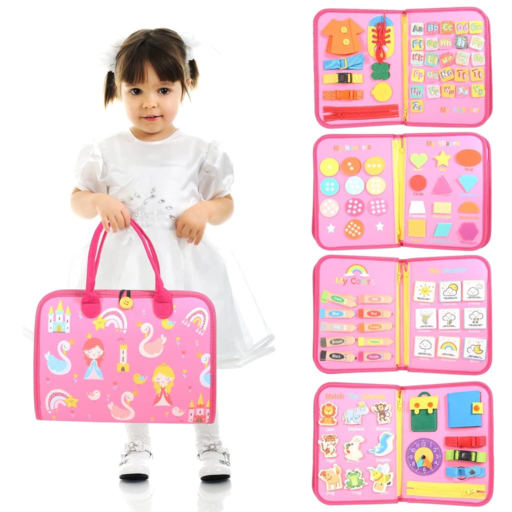 PATPAT Busy Board for Toddlers 2-4 Montessori Toys for Toddlers Preschool Life Skill Learning Toy Quiet Busy Board, Life Skill Learning Travel Busy Board Toy for Girls, Chirdren Day Gift PATPAT Busy Board for Toddlers 2-4 Montessori Toys for Toddlers Preschool Life Skill Learning Toy Quiet Busy Board, Life Skill Learning Travel Busy Board Toy for Girls, Chirdren Day Gift
